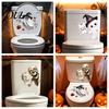Halloween Party Bathroom Decor Toilet Sticker, Ghost And Skeleton Print Decals, Waterproof PVC Easy Peel Stick Decals Spooky Stickers, for Seats Tiles