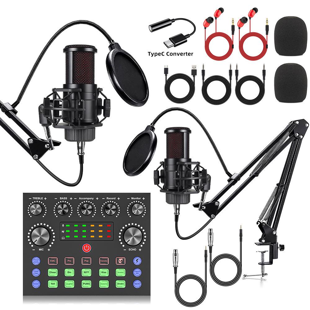 G8 Dual Condenser Microphone Set with V8S Sound Card for Mobile & PC Live Streaming