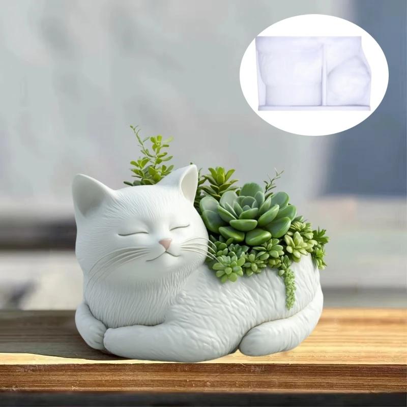 3D Sitzende Katze Sukkulenten Pflanztopf Epoxidharz Silikonform Niedliche Haustier Katze Aufbewahrungsbox Betonform Katze Kerzenbecher Gipsformen