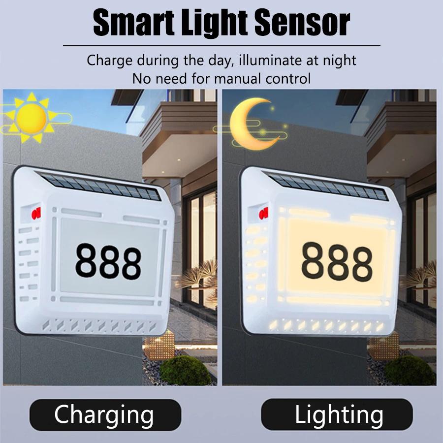 LED Solar Wall Lamp Outdoor House Number Floodlight USB Rechargeable Emergency Street Lantern for Garage Porch Garden Decoration