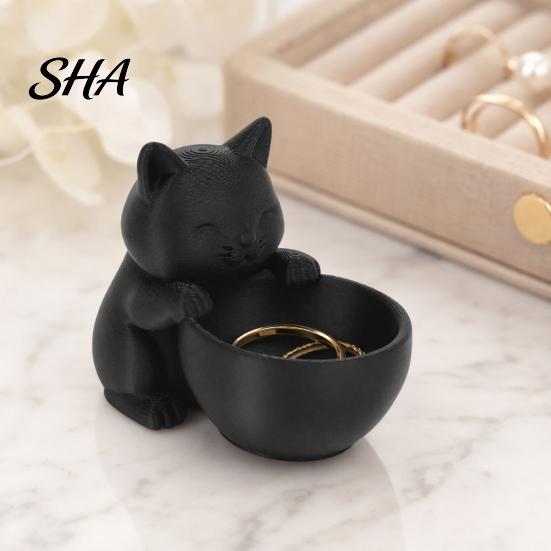 Miniature Cat Flowerpot 3D Printed Ornament, Shape Plant Pot, Office Desk Planter Gift Holder, Matte Frosted Surface Container for Home Decor