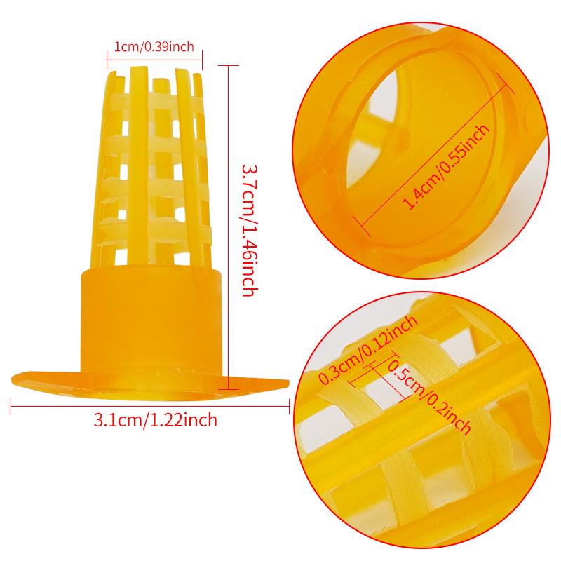 100Pcs Beekeeping Tools Cell Protector Cages Yellow Plastic Bee Queen Cage Protective Cover Beekeeping Equipment