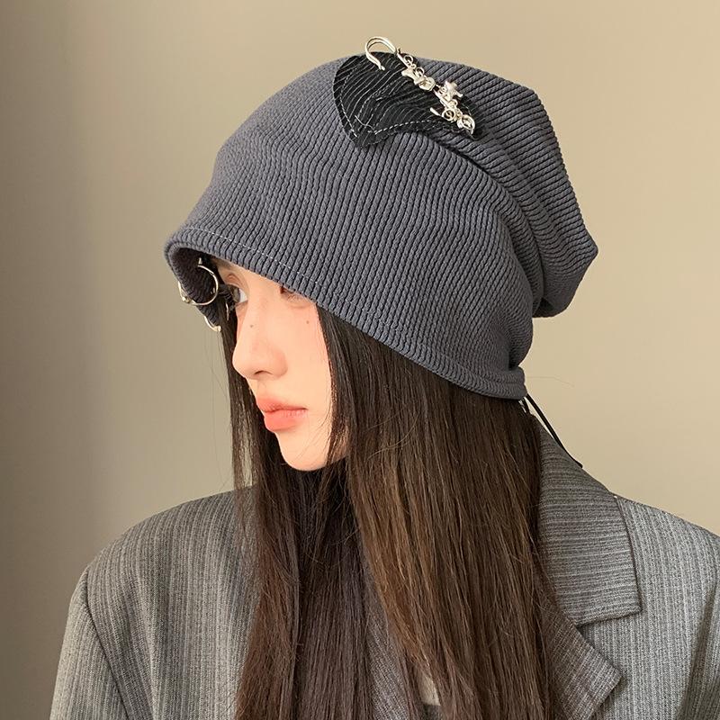 

Осенне-зимние шапки, женские вязаные шапки из шерсти с круглым отворотом, для большого обхвата головы, подчеркивающие лицо, шапки с небольшим отворотом, ретро-универсальные теплые шапки average size