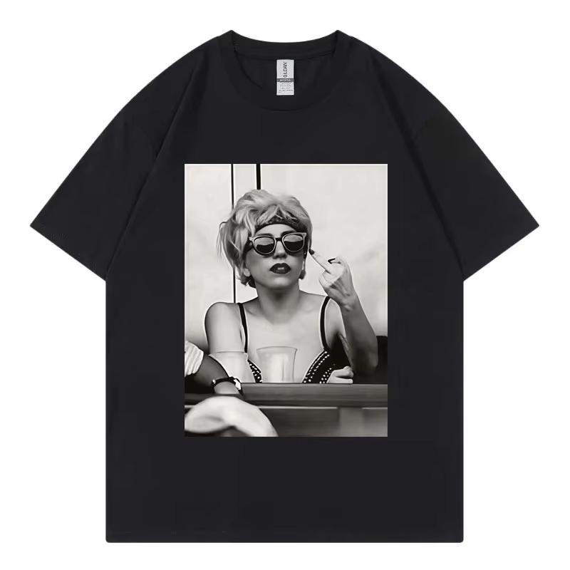 Singer Lady Gaga Merch T Shirt Unisex Women Clothing Harajuku Pop Music Short Sleeve Tshirt High Quality Oversized Tshirts Tops