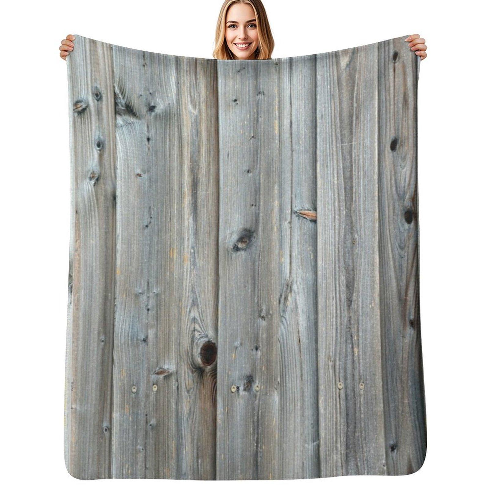 distressed whitewashed french country grey barn wood Throw Blanket Color Fast Cozy Throw Blanket Size: 75*100cm, Weight: 230 GSM