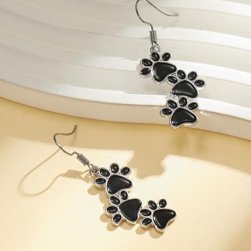 1-Set Orecchini a Goccia Olio Impronta Zampa Animale Eleganti da Donna Stile Europeo Americano Creativi Semplici Regalo Orecchini Pendenti
