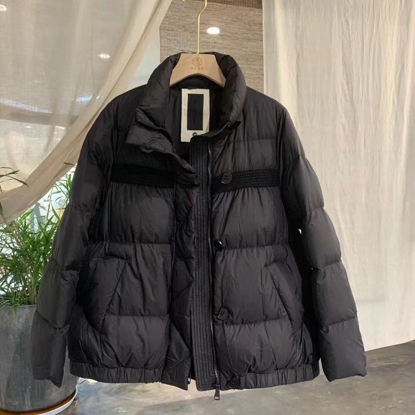 Winter new down jacket women's literary fashion stand-up collar solid color splicing warm versatile white duck down jacket tide