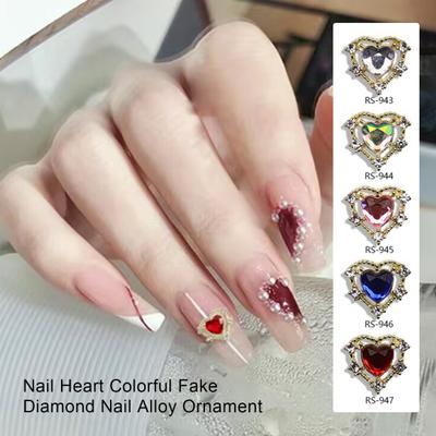 10 Buc Decor Manichiură Sclipitor Efect Vizual Uimitor Tridimensional DIY Unghii Inimă Colorat Diamant Fals Unghii Aliaj Ornament Consumabile Unghii