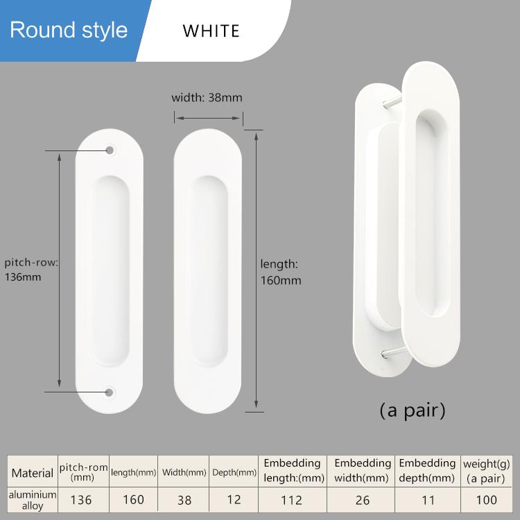 Black Sliding Barn Door Handle Invisible Pull Recessed Handle White Finger Flush Pulls For Closet Pocket Embedded Handle