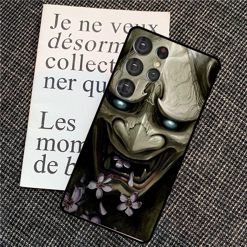 Japanese Oni Hannya Demon Mask Cover For Samsung Galaxy S24 Ultra S22 S23 Plus S20 S21 FE S8 S9 S10 Note 10 20 Ultra Case