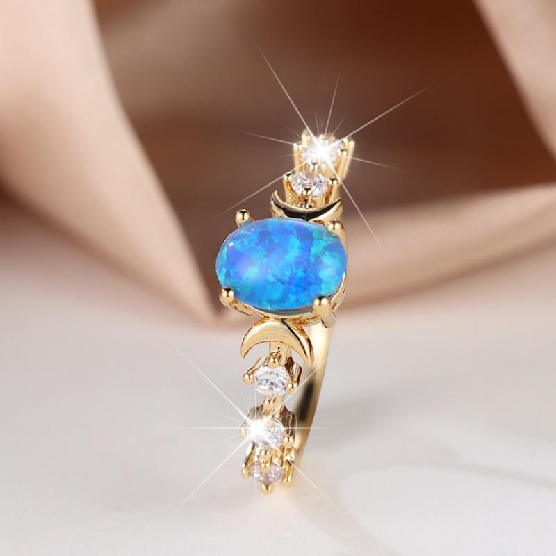 Cushion Cut Square Rainbow White Fire Opal Rings For Women Gold Horse Eye Zircon Charm Leaf Wedding Bands Party Jewelry CZ