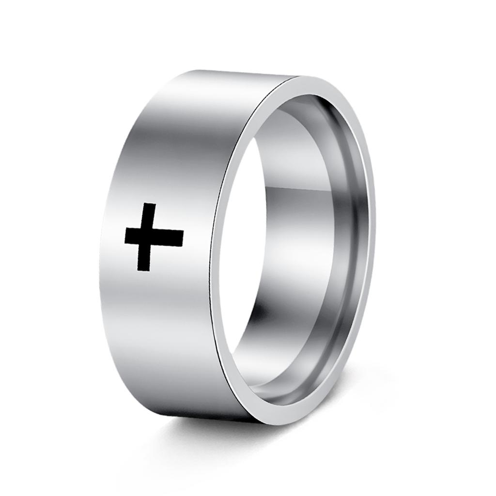 Cross Jewelry European and American Classic 6mm/8mm Marked Cross Ring Ring
