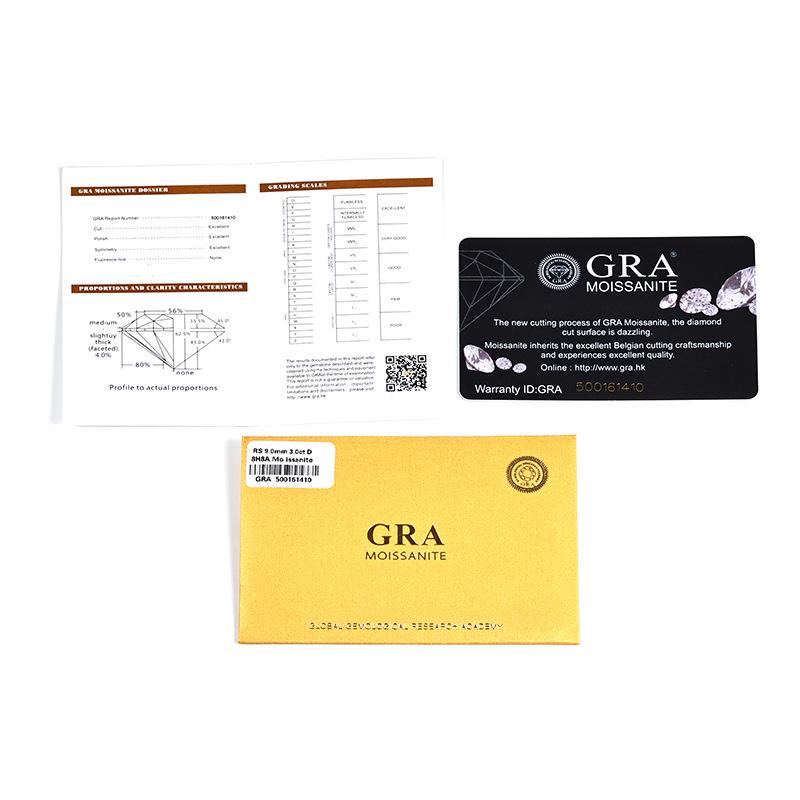 GRA Moissanite Certificate: Multi-Size Options for 0.5, 1, and 2 Carats for E-Commerce Use