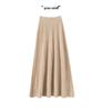 100% Pure Cashmere Women's Solid Color High-Waist Plush Skirt, Autumn/Winter Fashion, Draped Elastic Umbrella Design.