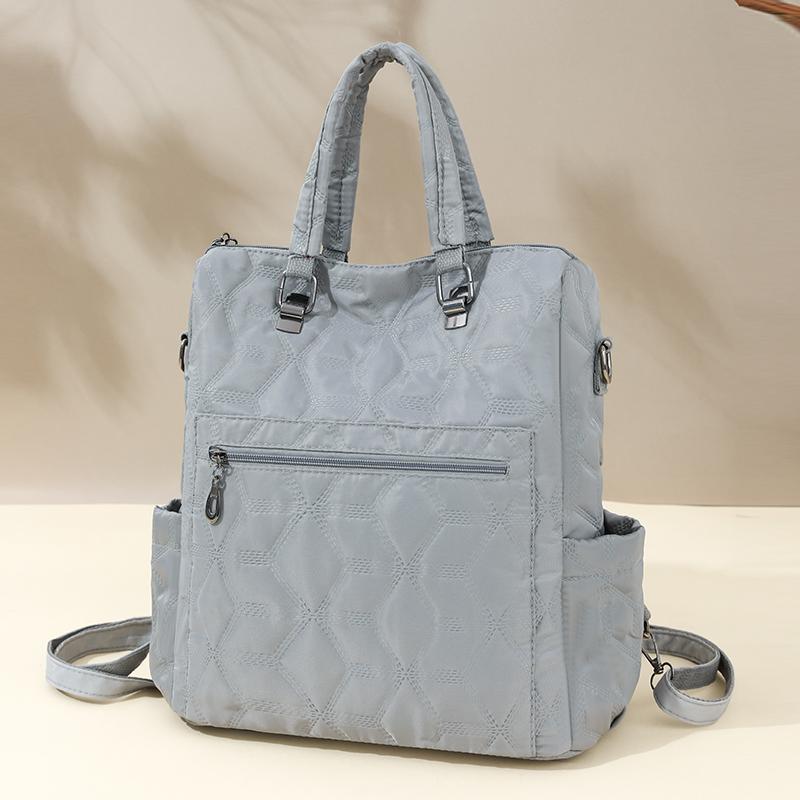 Quilted Nylon 2-in-1 Backpack for Women – Stylish Tote & Shoulder Bag with Multiple Pockets and Adjustable Straps