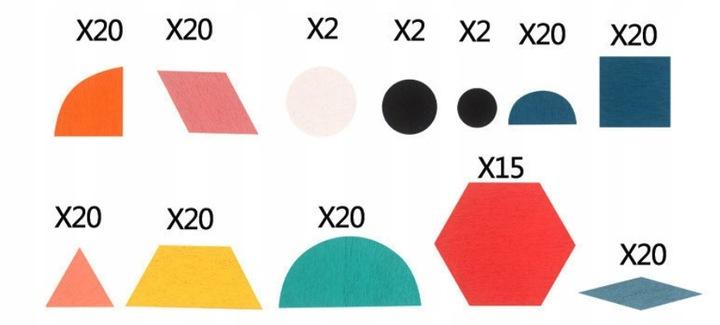 Drewniane Puzzle Do Układania Klocki Tangram Zestaw Montessori Woreczek