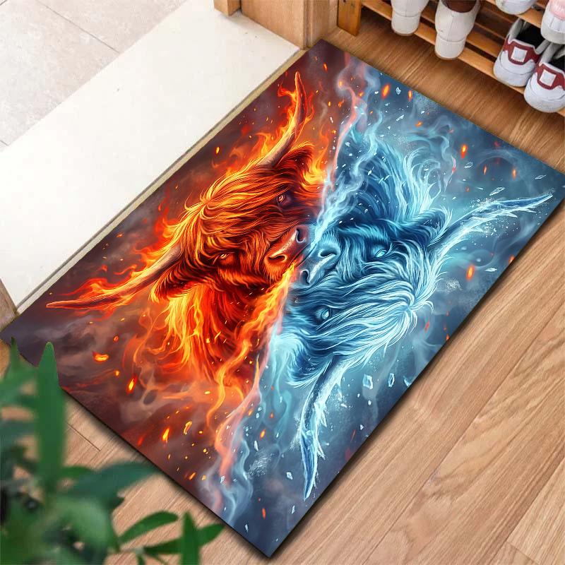 Flame Animal Blue Red Pattern Square Carpet,Area Rug,Carpet Rug for Living Room Bedroom Sofa Playroom Decor,Non-slip Floor Mat,Holiday Birthday Gifts