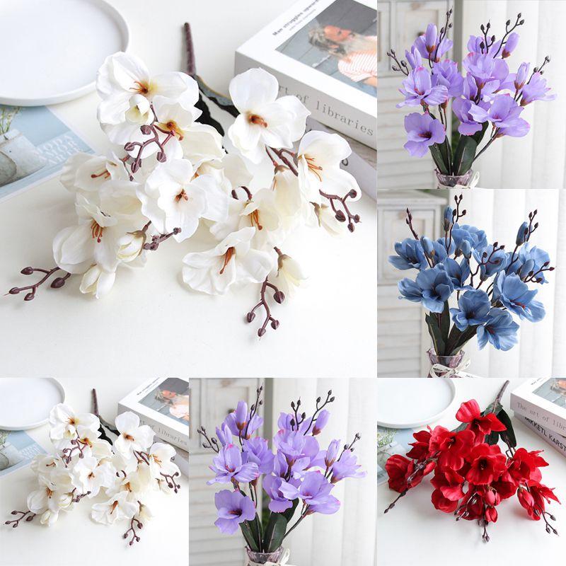 Elegantes und realistisches künstliches Magnolien-Seidenblumen-Bündel für Hochzeiten und Heimdekoration