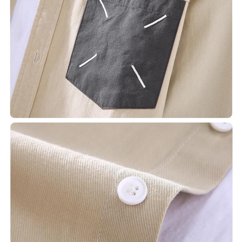 Spring Autumn New Arrival Men Shirt Daily Casual Pure Cotton Long Sleeve Shirts Korean Pocket Sttiching Shirt Youth Popular Tops 3XL