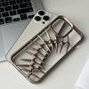 Pokovený Dutý 3D Kovový Vzor Rybí Kosti Pouzdro pro Odvod Tepla Pro iPhone 16 15 14 13 12 11 Pro Max Prodyšný Chladící Nárazuvzdorný Kryt