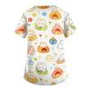 Women's V Neck Short Sleeve Work Top with Pockets Animal Print Medical Scrub Shirt for Healthcare Professionals Nursing Uniform