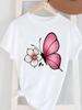 (Asian Size)  Butterfly Lovely 90s Short Sleeve Women's Top T Female Print  Fashion Ladies O-neck Casual Clothing  Graphic Tee T-shirts