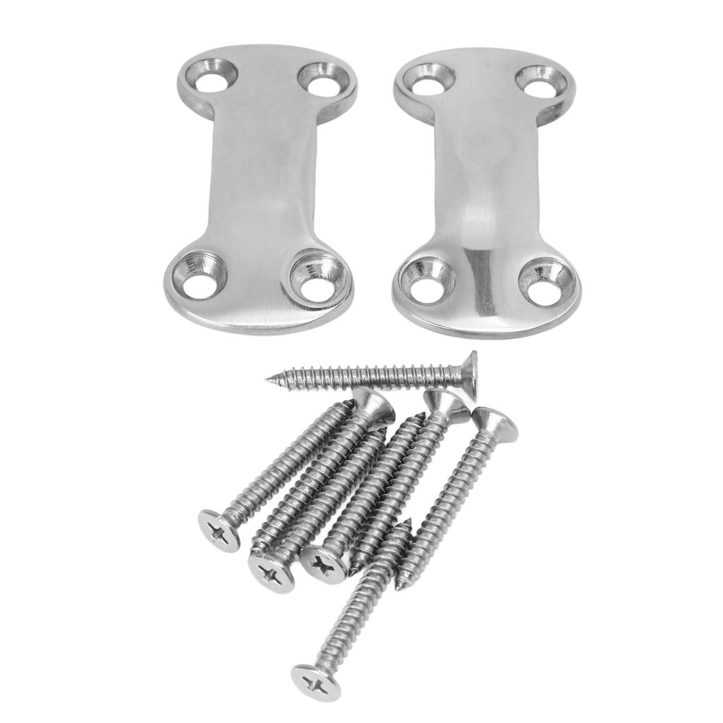 2 Pcs Stainless Steel Webbing Fixing Plate Good Fixation Rustproof Hardware Accessories with 8 Screws for Small Yachts