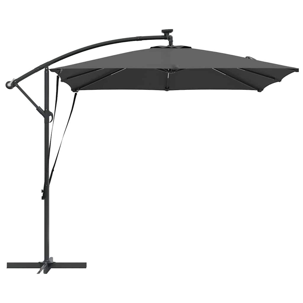 Cantilever Banana Sun Umbrella with LED Light Strips Anthracite 249 X 249 X 250 Cm