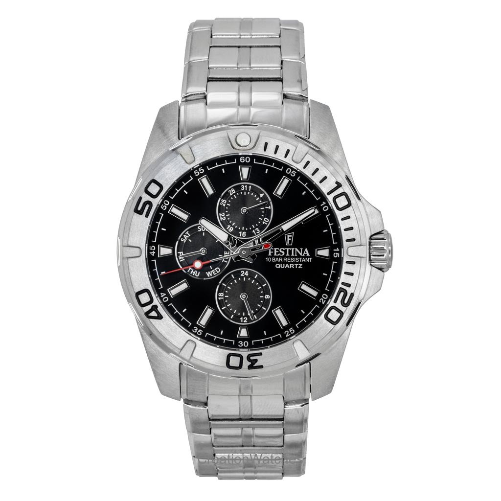 FESTINA Multifunction Stainless Steel Black Dial Quartz F20445-3 100M Men's Watch
