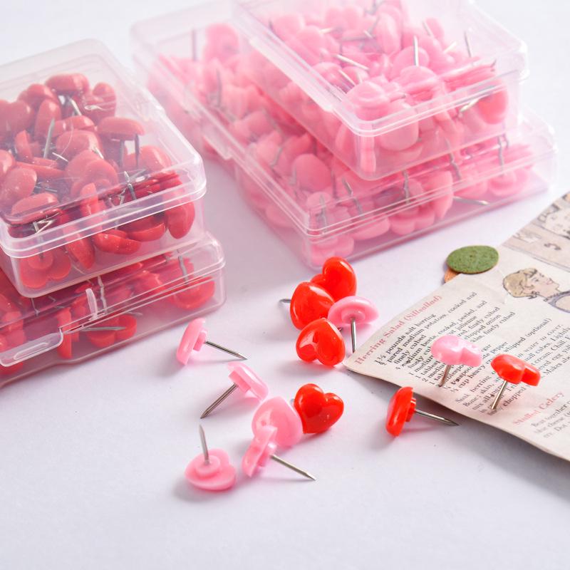 Miwoo Colorful Heart-Shaped Push Pins - Creative DIY Corkboard Pins (50 Pieces)