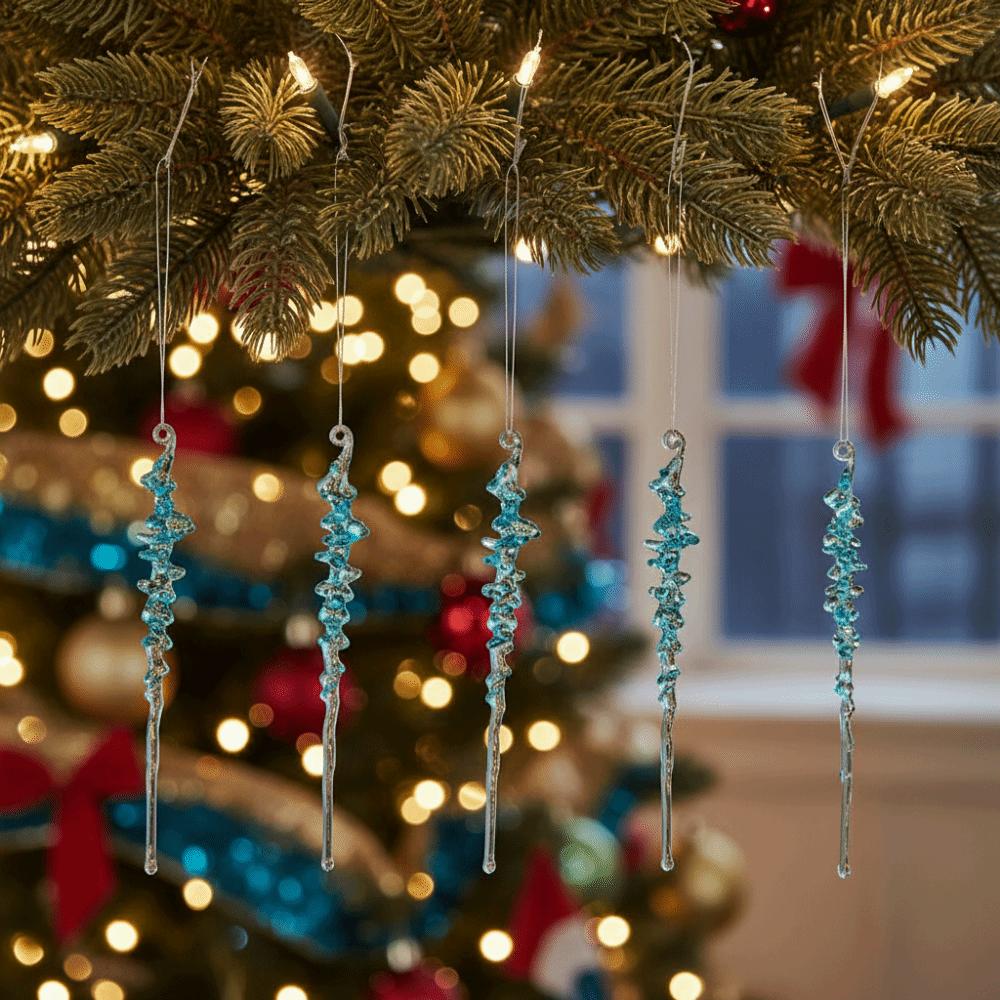 5 Stück Simulierte Weihnachts-Eisanhänger Transparent Frostspitzen-Anhänger Festival-Gastgeschenke