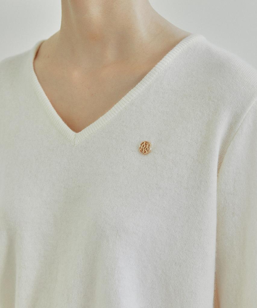 IHR Crop V-Neck Wool Knit / Ivory