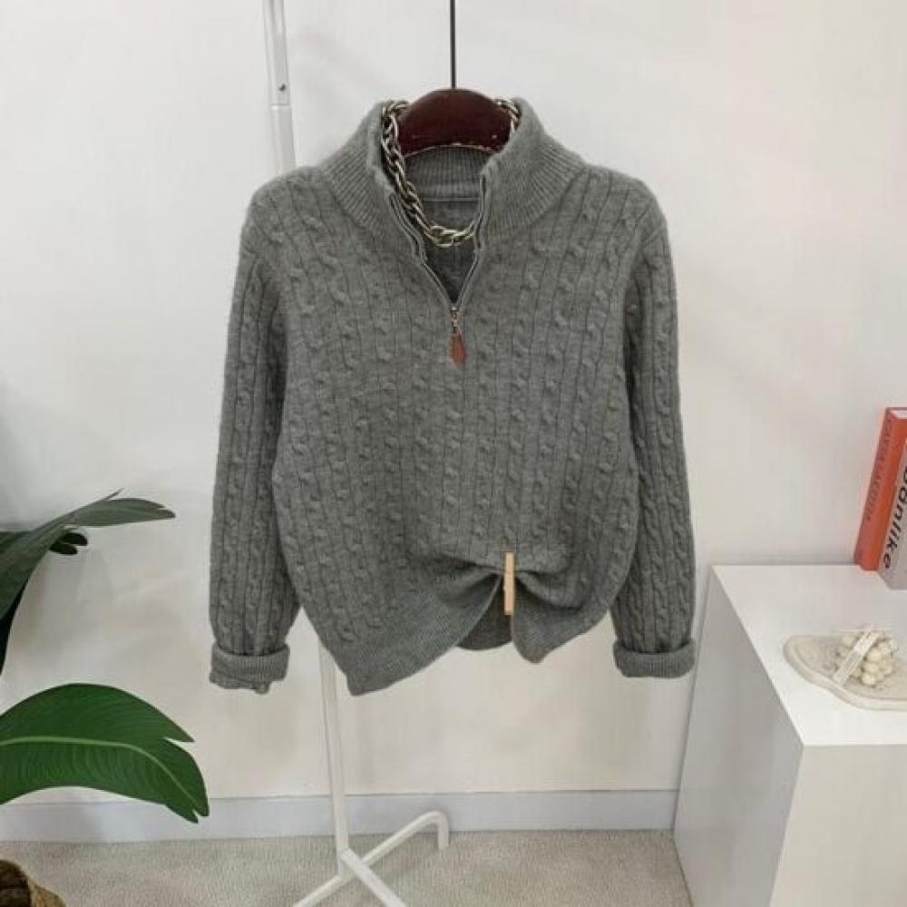 C S In The Room oShu Cabled Half Zip Long Sleeve Knit 4Color