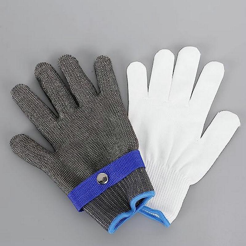 Level 5 Cut-Resistant Kitchen Gloves with Metal Buckle and Steel Wire Protection