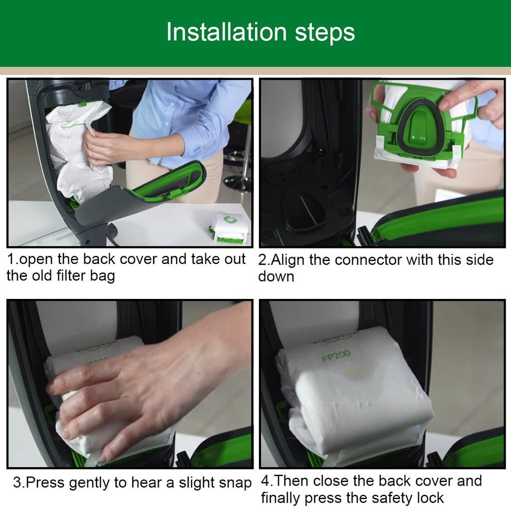 EATBALE Compatible Vorwerk Kobold VK200 FP200 5 Layer Micro Dust Cleaning Bags with 12 Vacuum Cleaner Bags 2 HEPA Filter Fits High Performance Dust