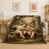 Belot Angel Cute Cupid Cartoon Flannel Blanket Soft Warm Throw Blanket for Bedroom Living Room Bed Travel Camping Picnic Cover