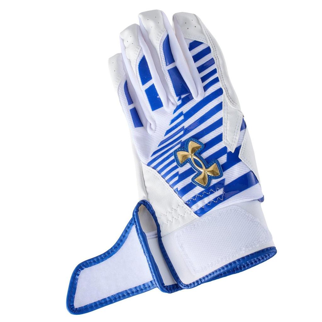 UNDER ARMOUR UA Clean Up Pro Batting Gloves 6001312 White Royal Metallic Gold Size S Pair