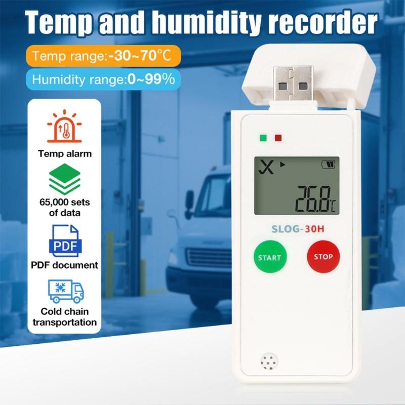 Industrial Humidity Temperature Meter Multifunction Climate Trackers Hearable Alarm System Historical Data Analysis Tool