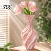 Stijlvolle Tuinpot 3D Geprinte Decoratieve Vaas, Gedraaid Spiraalontwerp, Minimalistische Tafelblad Moderne Persoonlijkheid Vaas voor Huis Hydroponische Bloem