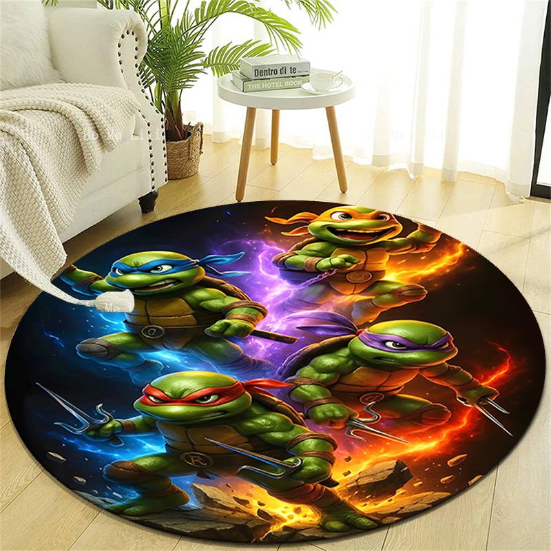 1pc Teenage Mutant Ninja Turtles Design Printed Area Round Carpet for Bedroom Living Room Home Decor Rugs Mat Non Slip Mat Rug for Bedside