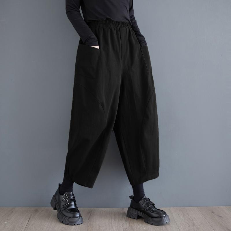 Dámské kalhoty s vysokým pasem, vintage styl, volné, jaro, podzim, široké nohavice, harémové kalhoty