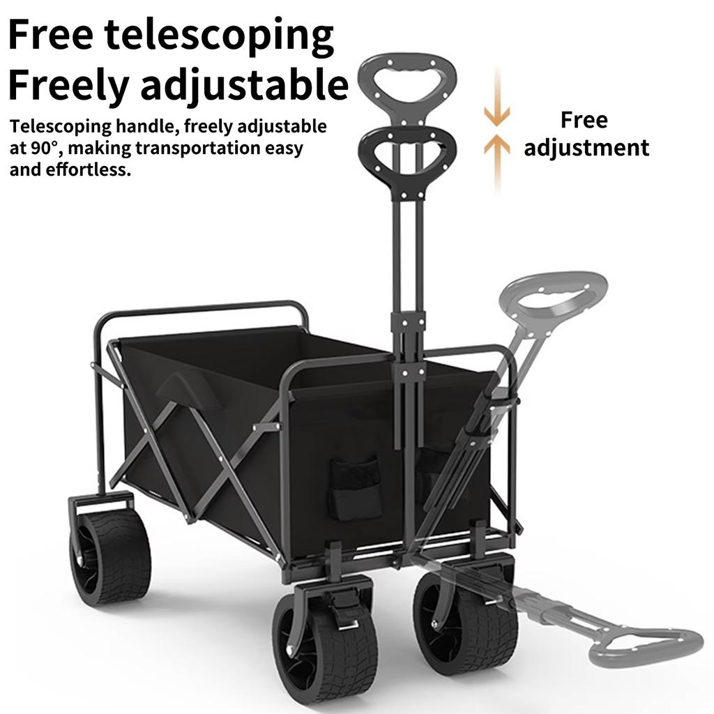 Foldable Large Capacity Camping Cart Staircase Thicked Wheels Telescopic Handle Folding Shopping Cart Trolley Camping Trailer