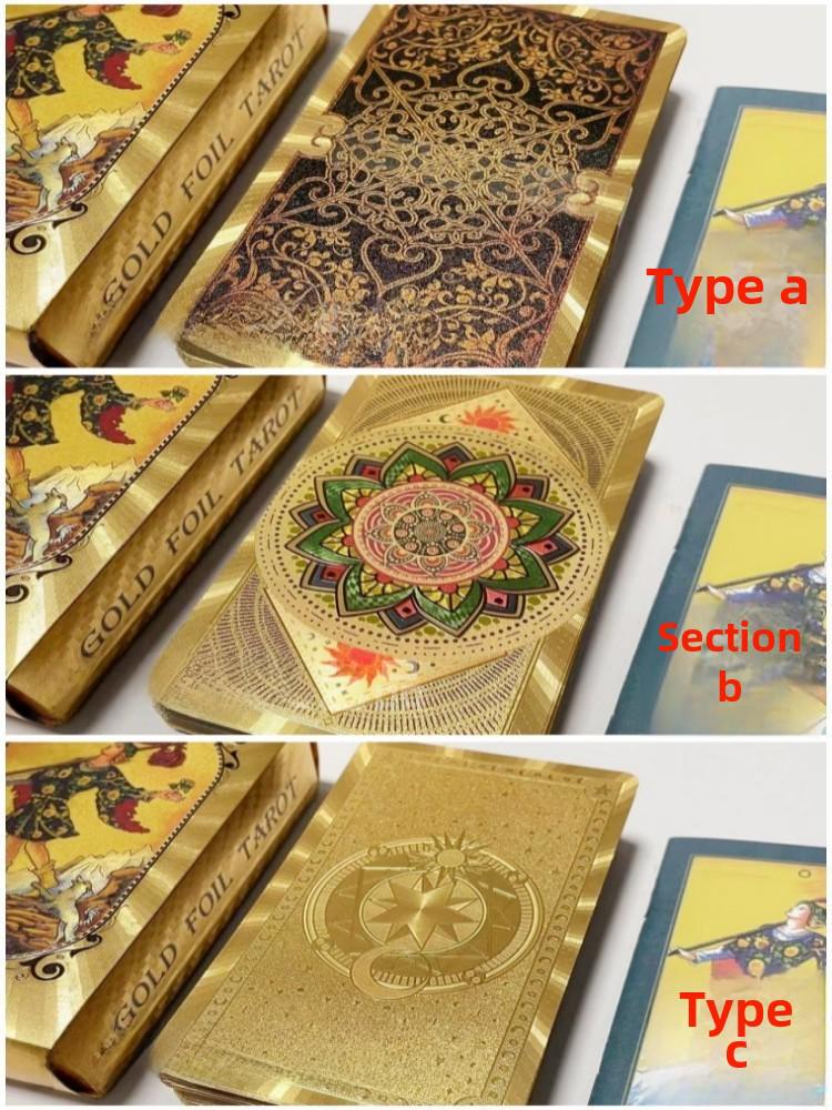 Gold Foil Waterproof Tarot Card Set with Full-Color Printing and Game Instructions
