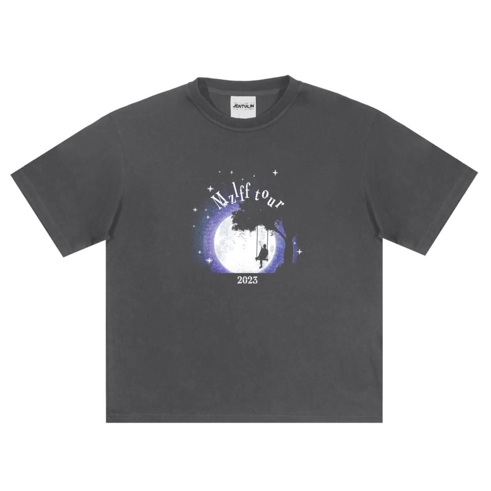 Oversized Streetwear Men Tshirt Cotton MZLFF Graphic Print Harajuku Short Sleeve Top Tee Hip Hop Korean Goth Unisex Clothing Y2k