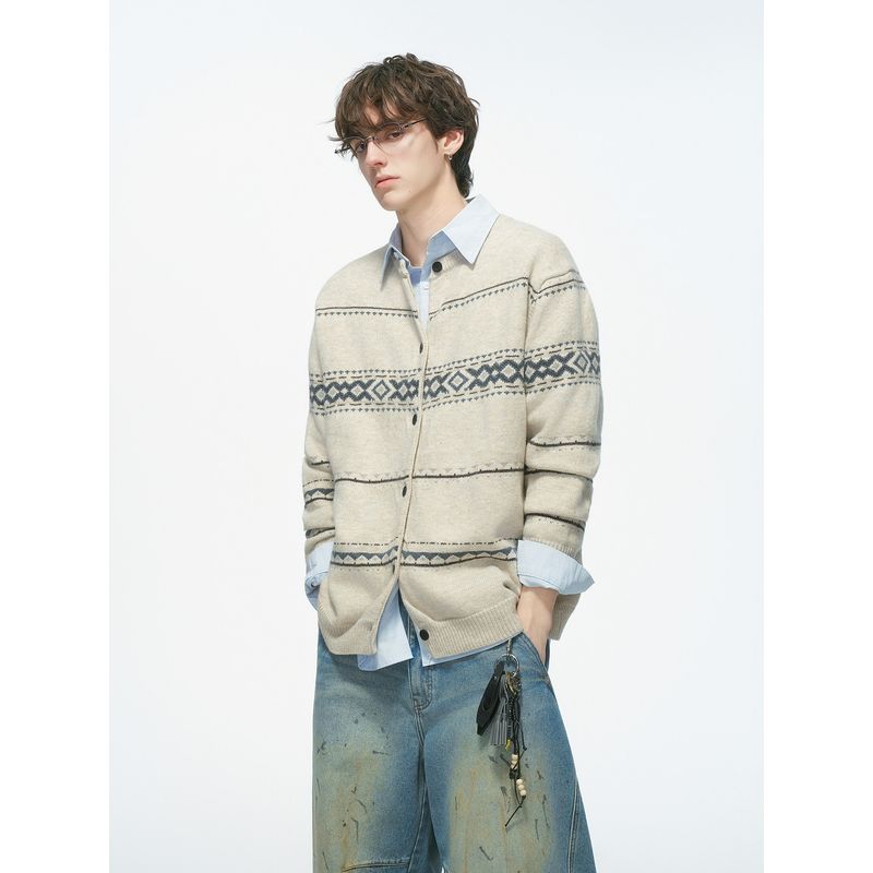 Dream Made Fair Isle Cardigan Sweater for Men, Autumn and Winter Style, Casual Knitwear for Men