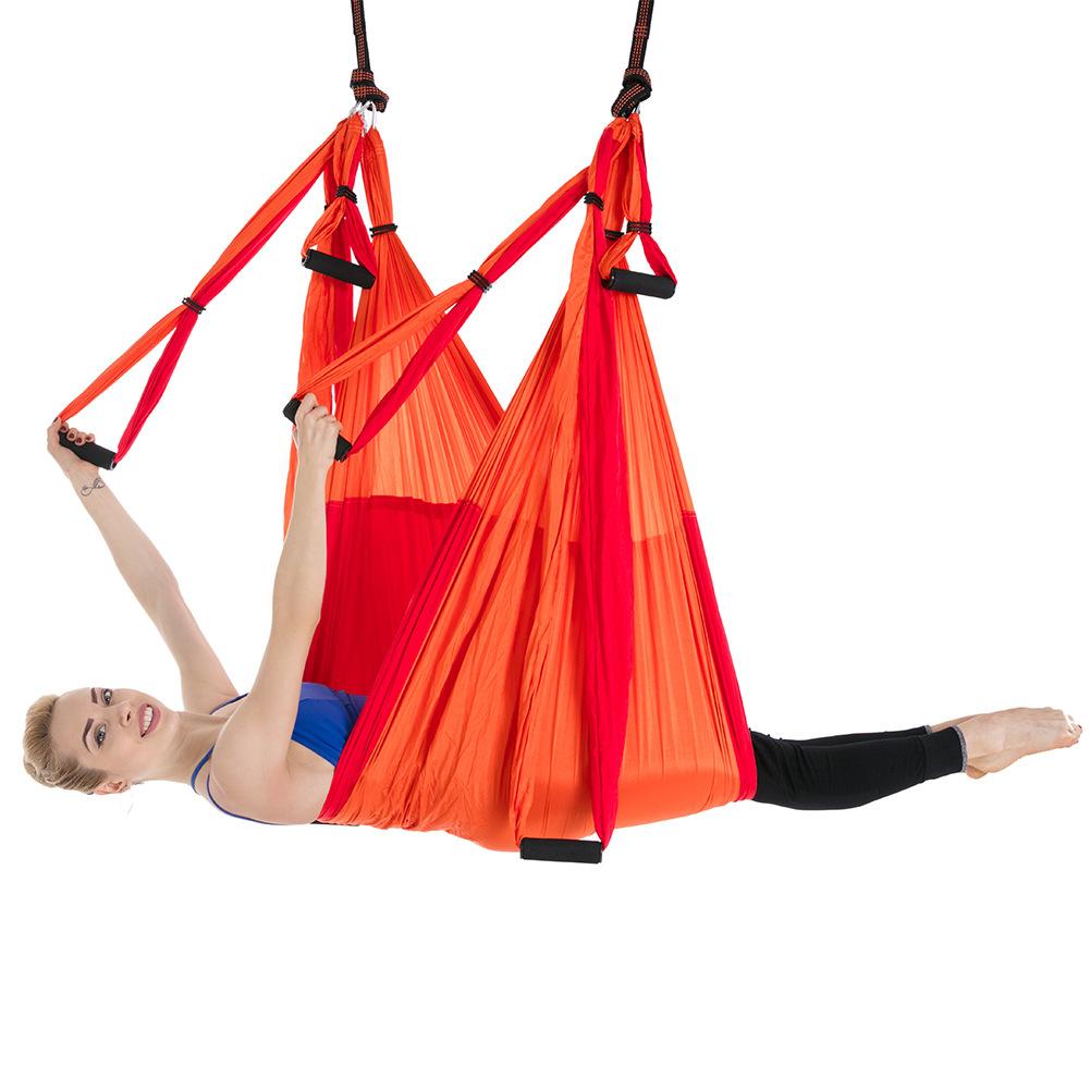Reverse Aerial Yoga Hammock 6-handle Non-elastic Reversal Gravity Double-color Fitness Hammock