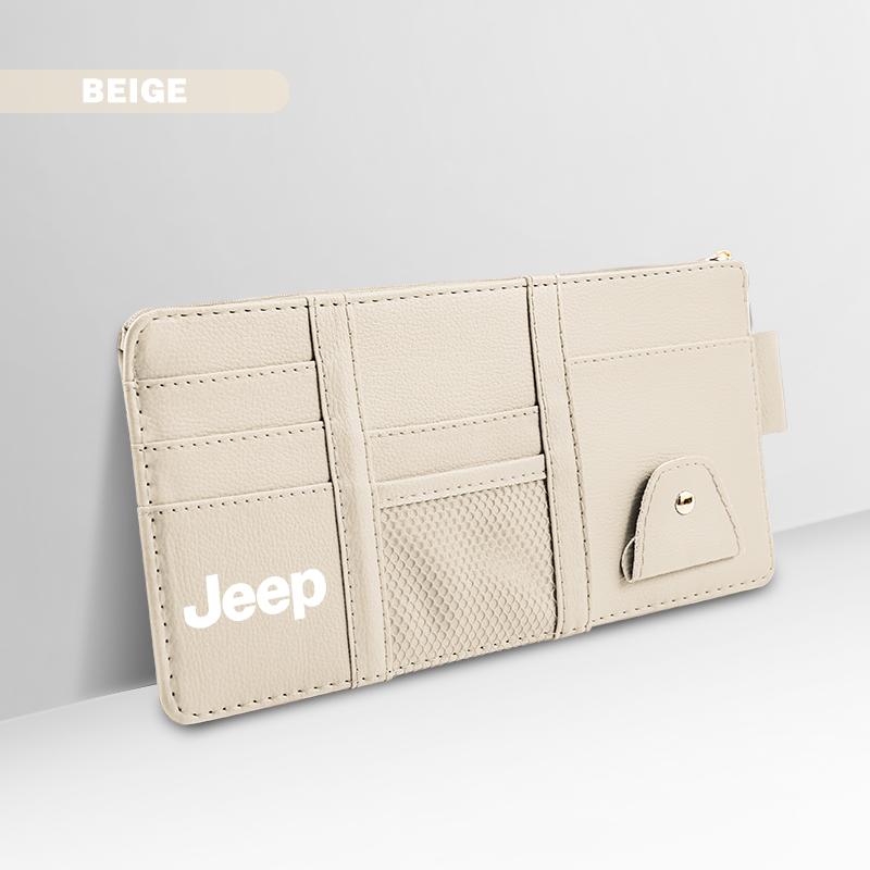 Car Sun Visor Organizer Glasses Clip Pocket Card Storage For Jeep Grand Cherokee Wrangler JK Gladiator Compass Renegade Patriot AMS1