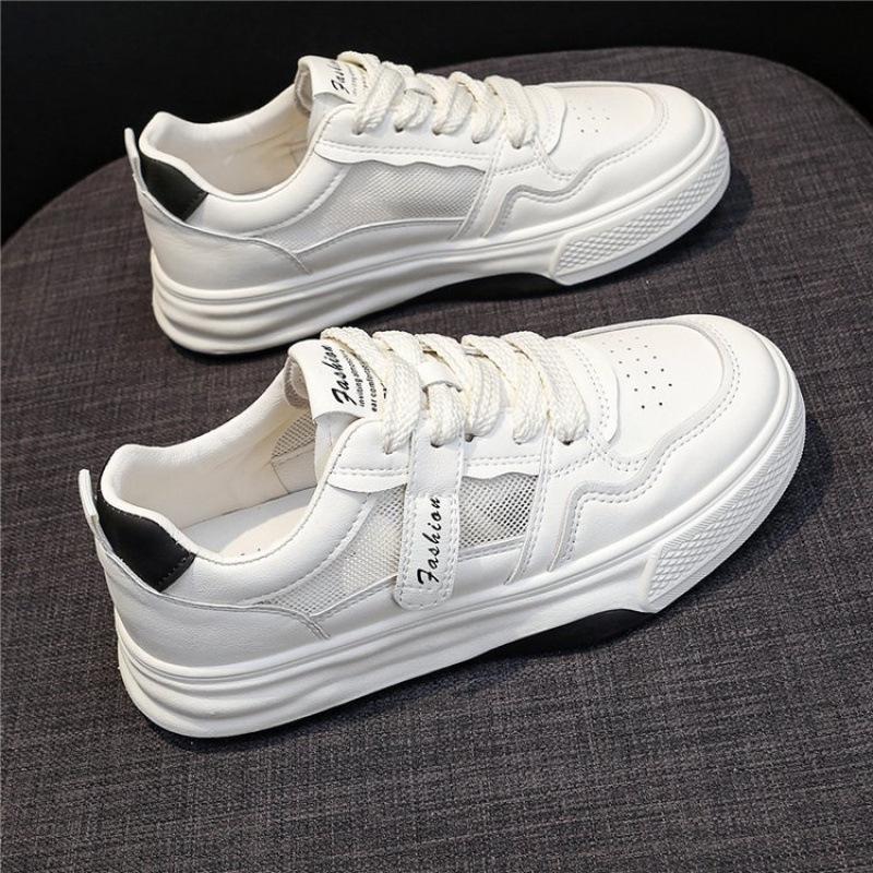 Kleine weiße Schuhe Damen vielseitig Mesh atmungsaktiv flache dicke Sohle 2025 Frühling und Herbst dünn neu explosiv lässig Papa Sport Board Schuhe