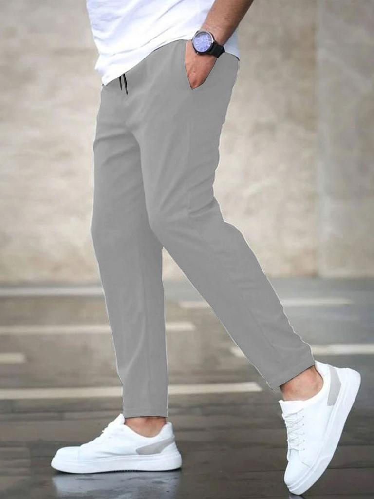 Men Casual Nine Pants With Polyester Fabric For Autumn Everyday Wear