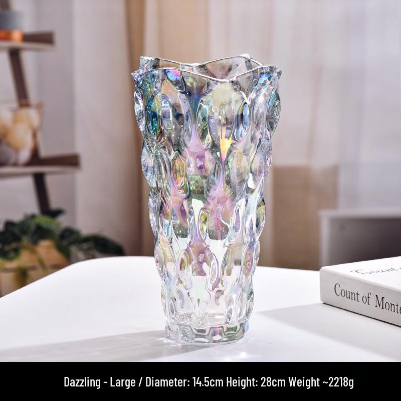 Vază Nordică din Sticlă de Cristal, Diametru Mare pentru Flori Proaspete și Plante Verzi, Decor Elegant pentru Casă și Hotel.